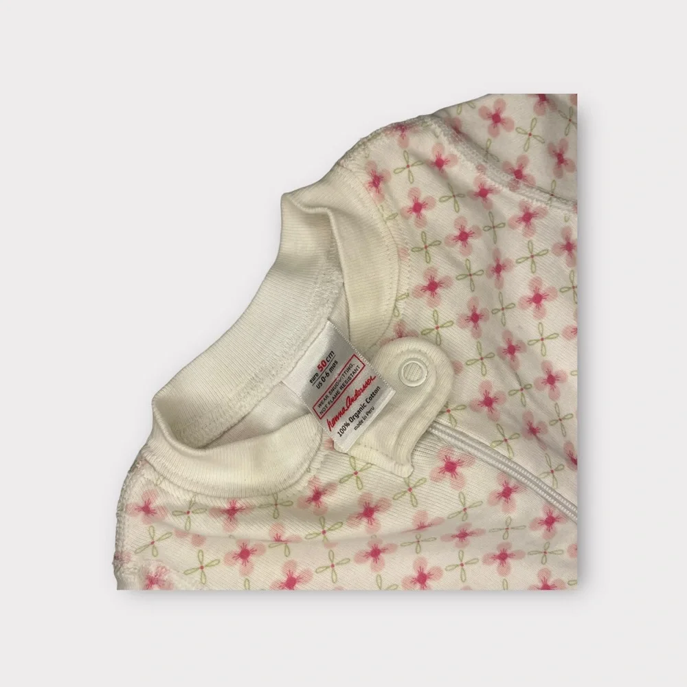 Hanna Andersson Pink Floral Pattern White Organic Sleeper